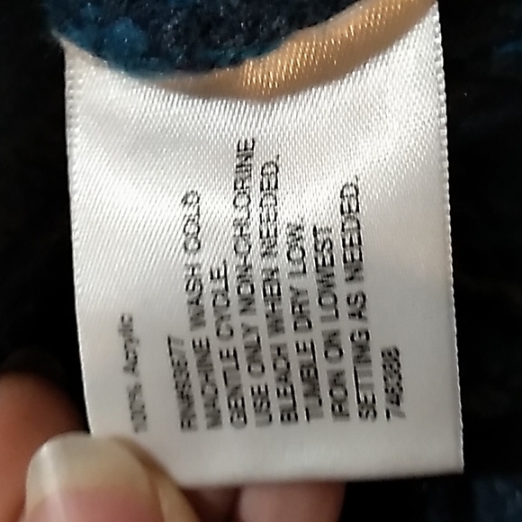 Decree Off The Shoulder Gray and Teal Sweater Size S - Picture 5 of 5